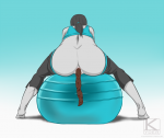  1girl anus artist:kyder ass barefoot exercise_ball from_behind nintendo pale_skin scat wii_fit wii_fit_trainer  rating:Questionable score:5 user:Anonymous