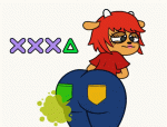  1girl animated anthro artist:sorollos big_ass farting lammy looking_back red_hair standing umjammer_lammy  rating:Explicit score:5 user:encephalopod